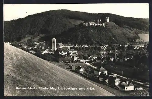 AK Kirchschlag i. d. buckligen Welt, Ortansicht mit Blick zur Burg