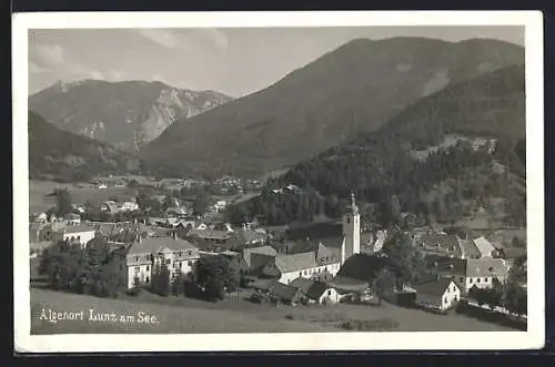 AK Lunz am See, Ortsansicht vom Berg aus