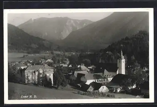 AK Lunz /A. D., Ortsansicht mit Bergpanorama