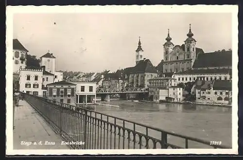 AK Steyr a. d. Enns, Partie an der Ennsbrücke