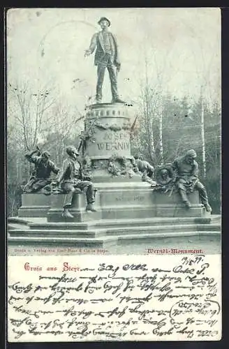 AK Steyr, Josef Werndl-Monument mit Statuen