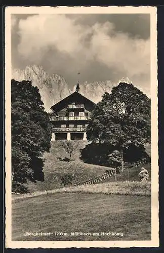 AK Mühlbach am Hochkönig, Gasthaus Bergheimat vor Felswänden