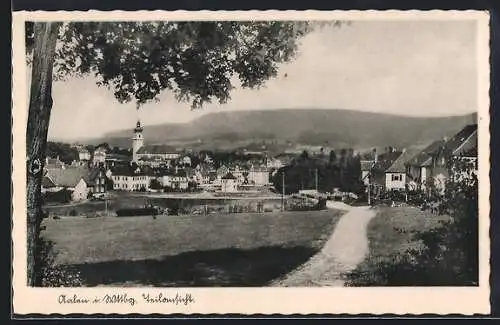 AK Aalen i. Wttbg., Teilansicht mit Kirche