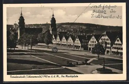 AK Freudenstadt /Schwarzwald, Der Marktplatz aus der Vogelschau