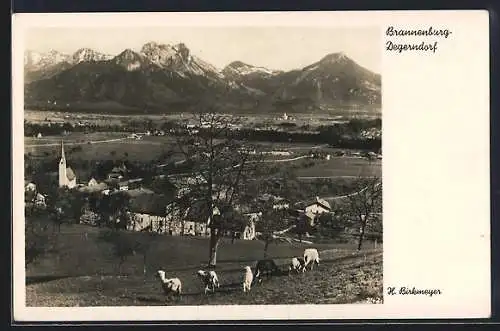 AK Brannenburg-Degerndorf, Teilansicht mit Blick in`s Inntal