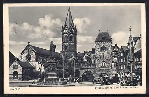 AK Eisenach, Nikolaikirche und Lutherdenkmal