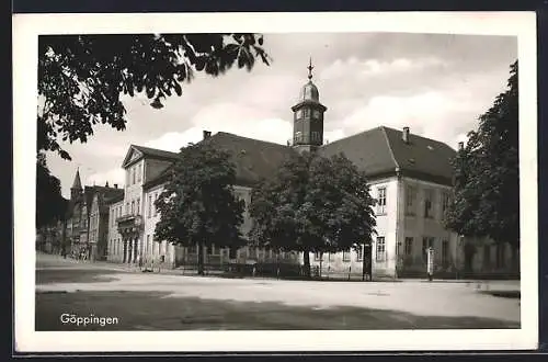 AK Göppingen, Strassenpartie mit Bäumen