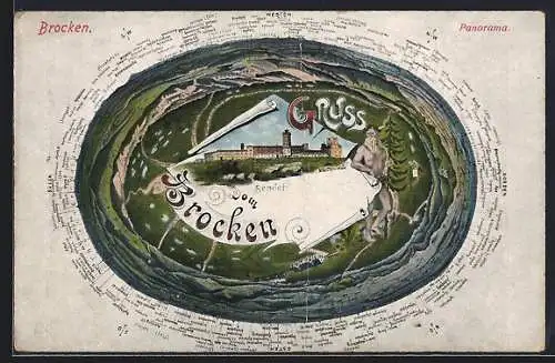 Lithographie Brocken, Panorama