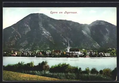 AK Egern, Ortsansicht mit Tegernsee