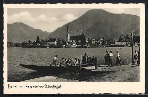 AK Egern am Tegernsee, Überfahrt, Im Hintergrund Kirche