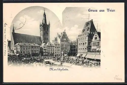 AK Trier, Wochenmarkt am Marktplatz