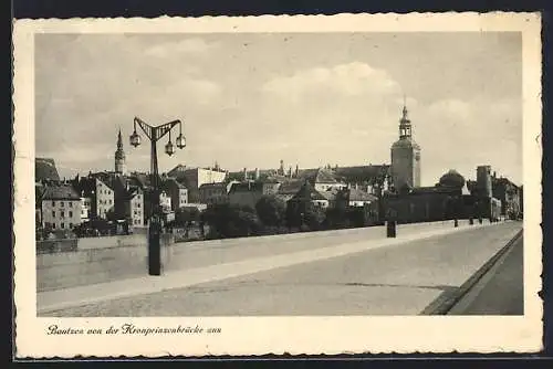 AK Bautzen, Ortspartie von der Kronprinzenbrücke aus