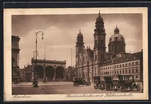 AK München, Theatinerkirche mit Feldherrnhalle