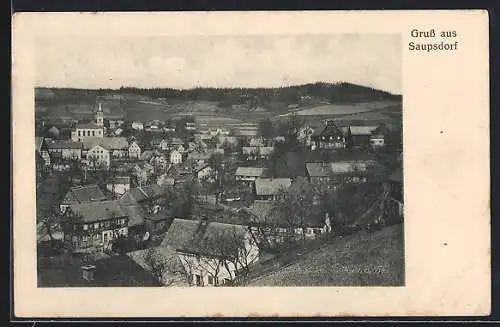 AK Saupsdorf, Teilansicht mit Kirche