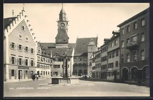 AK Ueberlingen / Bodensee, Marktplatz mit Brunnen