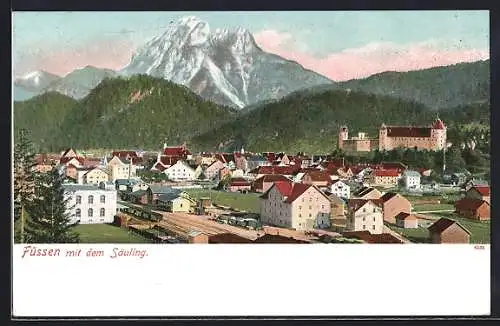 AK Füssen, Ortsansicht mit dem Säuling