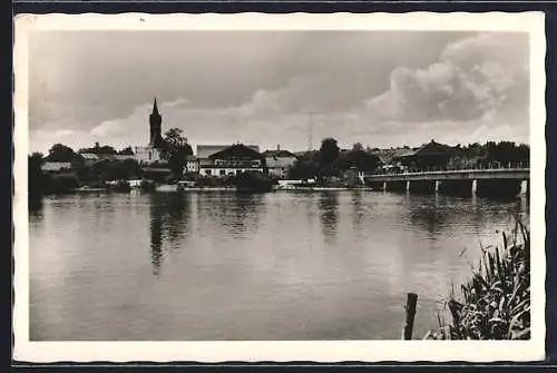 AK Seebruck am Chiemsee, Uferpartie mit Kirche