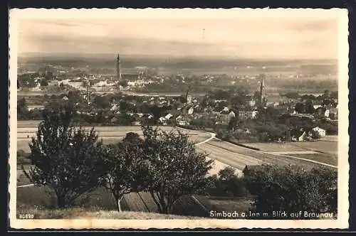 AK Simbach a. Inn, Teilansicht mit Blick auf Braunau