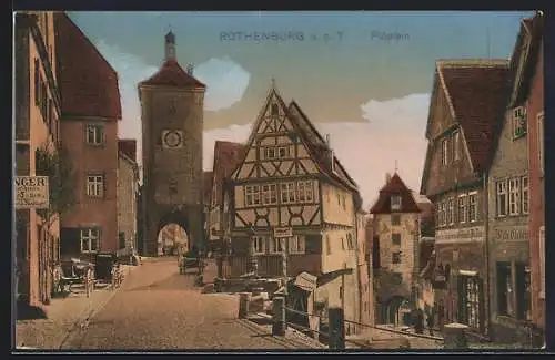 AK Rothenburg o. d. T., Plönlein mit Geschäften