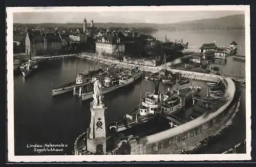 AK Lindau / Bodensee, Hafenmole und Segelclubhaus