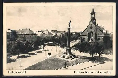 AK Oldenburg / Oldenburg, Friedensplatz mit Friedenssäule