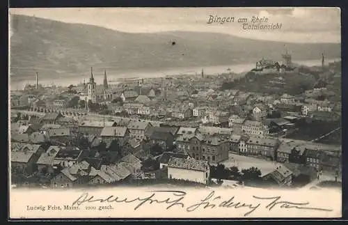 AK Bingen a. Rhein, Totalansicht aus der Vogelschau