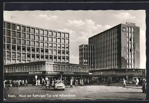 AK Essen, Haus am Kettwiger Tor mit Geschäften und Allianzhaus