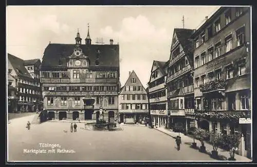 AK Tübingen, Marktplatz mit Rathaus