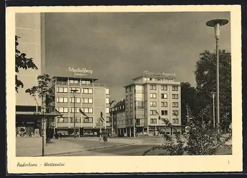 AK Paderborn, Westerntor mit Geschäftshäusern