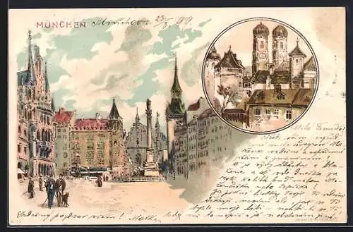 Lithographie München, Marienplatz