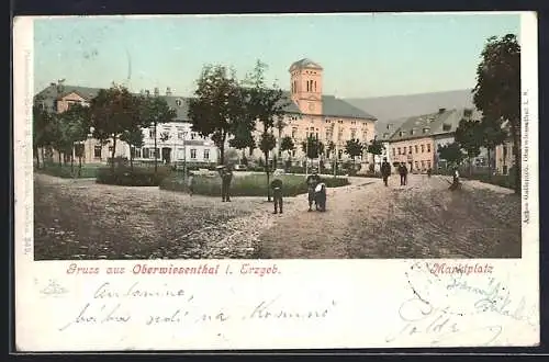 AK Oberwiesenthal i. Erzgeb., Partie am Marktplatz