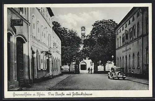 AK Germersheim a. Rhein, Gasthaus Brauerei Peter und Metzgerei von Maulbecker mit Strassenpartie