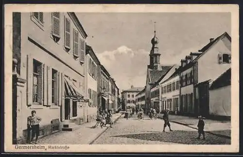 AK Germersheim, Marktstrasse mit Kindern