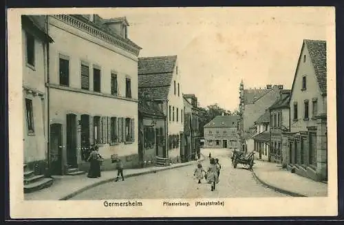 AK Germersheim, Pflasterberg und Hauptstrasse mit Kindern