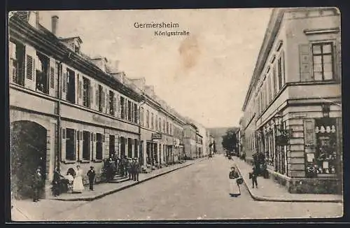 AK Germersheim, Gasthaus & Friseur in der Königsstrasse