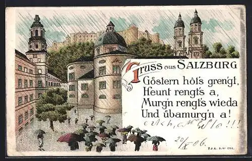 AK Salzburg, Stadt bei Dauerregen