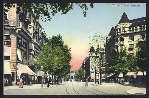 AK Zürich, Blick in die Bahnhofstrasse