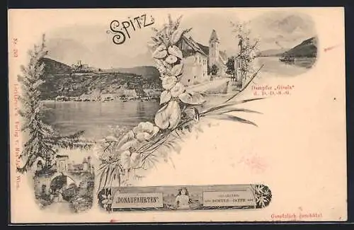 AK Spitz, Dampfer Gisela, Donaufahrten