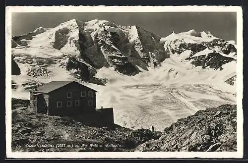 AK Diavolezzahütte, Berghütte mit Piz Palü und Bellavista