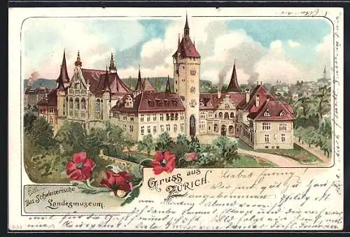 Lithographie Zürich, Das Schweizerische Landesmuseum, Mohnblumen