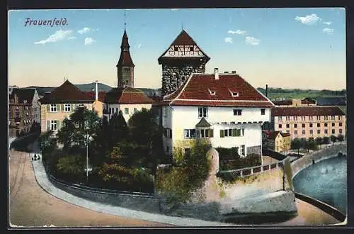 AK Frauenfeld, Ortspartie mit Strassenpartie