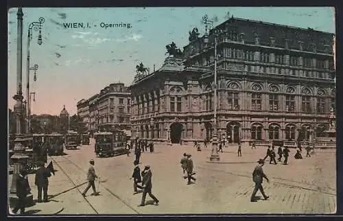 AK Wien, Opernring mit Strassenbahnen