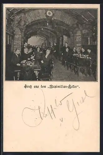 AK Wien, Restaurant Maximiliankeller, Maximilianstrasse 2, Innenansicht