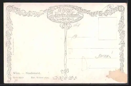 Künstler-AK Wien, Naschmarkt am Markttag