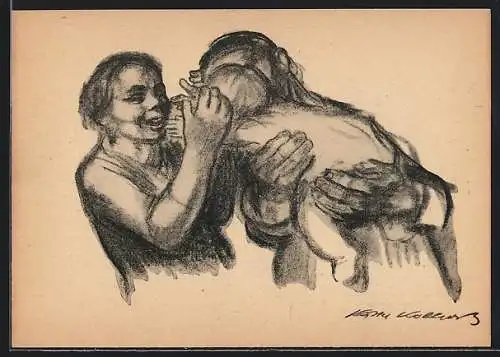 Künstler-AK Käthe Kollwitz: Familie 1934