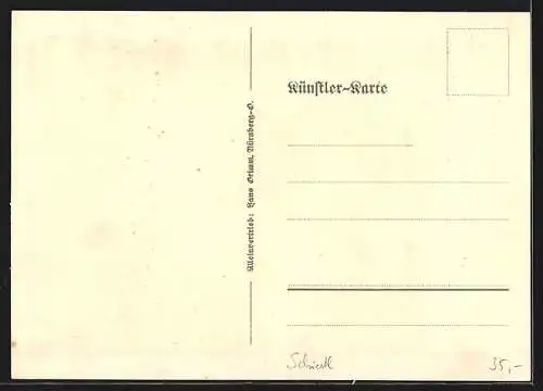 Künstler-AK sign. Rudolf Schiestl: Heimkehr, Bauer und Ochse