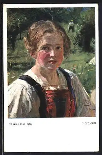 Künstler-AK Thomas Riss: Berglerin, Portrait einer Maid