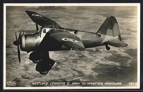 AK Britisches Westland Lysander II Flugzeug