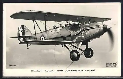 AK Hawker Audax Army Co-operation Biplane, Britisches Kampfflugzeug