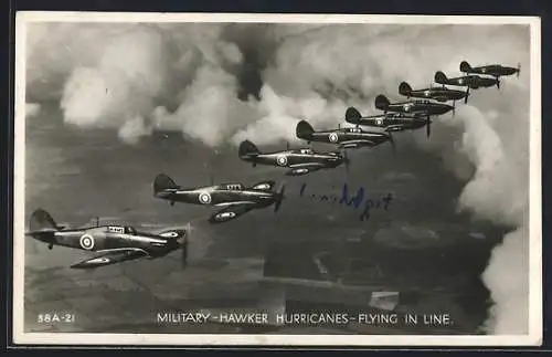 AK Military Hawker Hurricanes flying in line formation